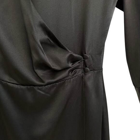 NWT Lilysilk x Ishie Silk Wrap Dress Sz 6 FLAW (Broken Button Cuff) - Picture 4 of 10